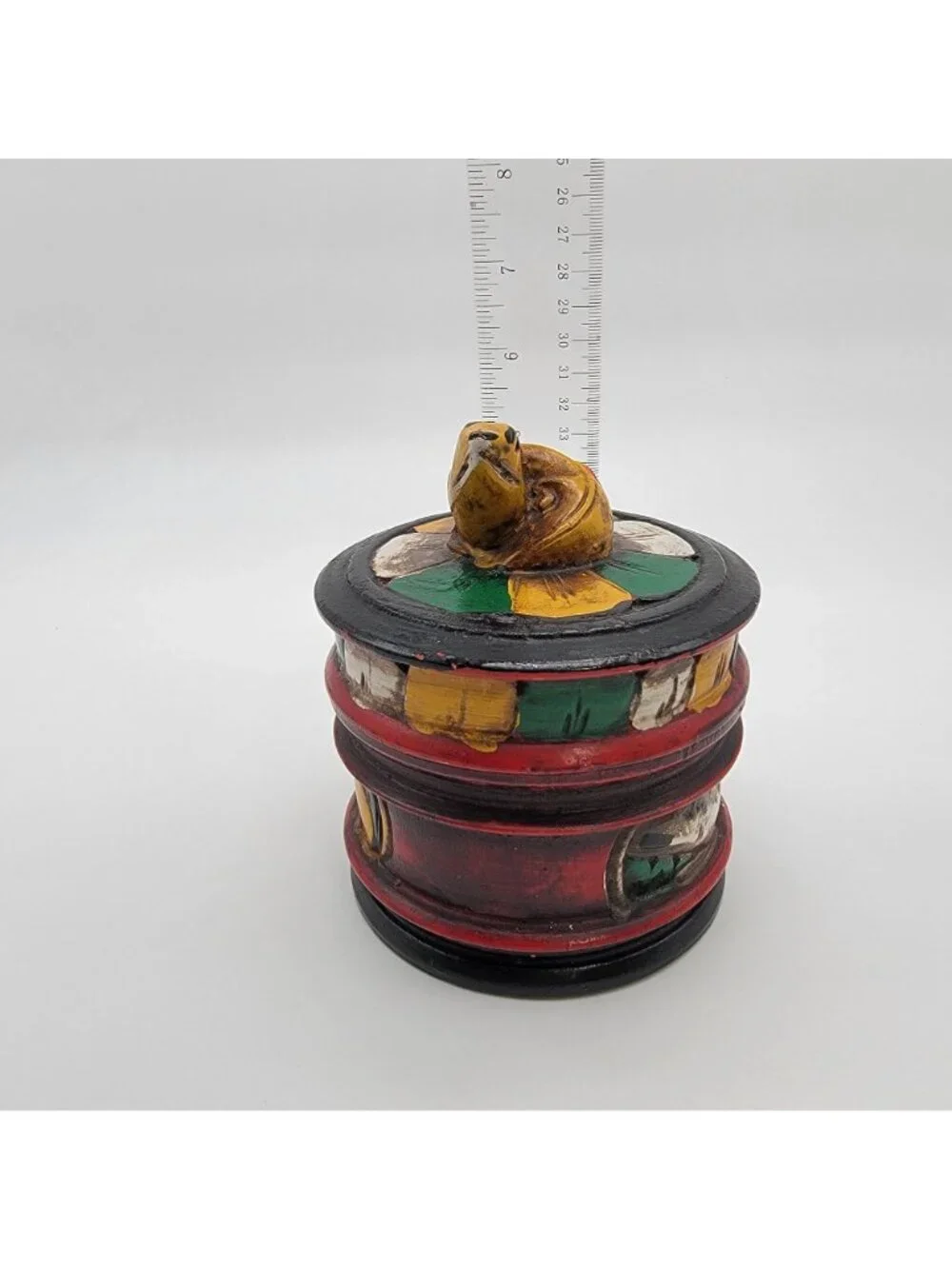 Mexican Folk Art Hand-Painted Wooden Frog Box